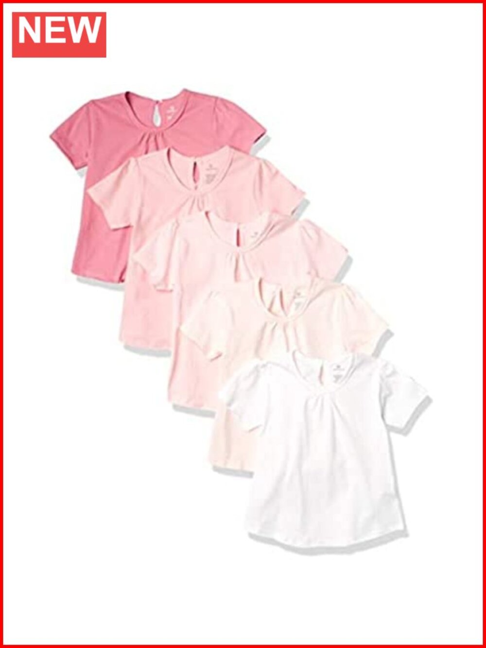 Organic Cotton Puff Sleeve T-Shirts 5-Pack Short Sleeve Crew Neck Tees